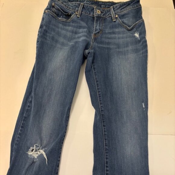 Levis Bold Curve Distressed Bootcut Medium Wash Low Rise Jeans 29"x34" EUC - Picture 1 of 5